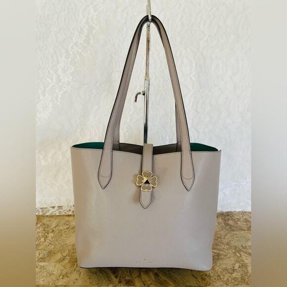 KATE SPADE LIGHT GRAY TOTE SHOULDER BAG - Picture 1 of 9